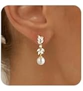 KELAIEN Gold Pearl Earrings for Women Trendy 925 Sterling Silver Post Dangle Drop Earrings 14K Go...