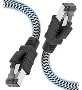 Qiuean Cat 8 Ethernet Cable 3FT, High Speed Braided 40Gbps 2000Mhz Internet Cable, Shielded Indoo...