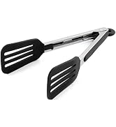 STARUBY Cooking Tongs 12 inches Stainless Steel Kitchen Silicone Serving Tongs Heat Resistant Mea...