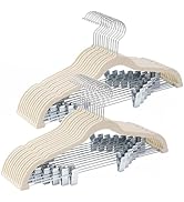 Ulimart 24-Pack Beige Velvet Hangers with Clips Adjustable,Adult Hangers,Heavy-Duty,Felt,Non-Slip...