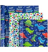 WRAPAHOLIC Birthday Wrapping Paper Roll - Mini Roll - 3 Rolls - 17 Inch X 120 Inch Per Roll - Cut...