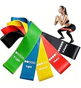 Resistance Loop Exercise Bands with Instruction Guide and Carry Bag, Set of 5