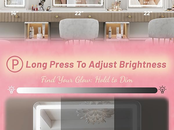 Vanity Mirror with Lights, 18"×14" LED Makeup Mirror with Light, Smart Touch with 3-Color Lighting