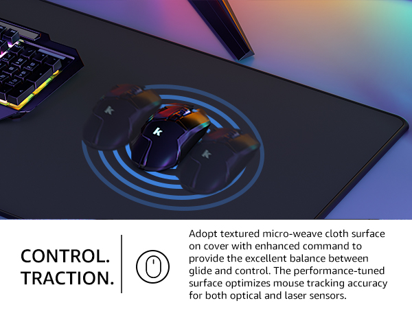 adopt textured micro-weave cloth surface to provide the excellent balance between glide and control