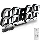 Deeyaple Led Digital Alarm Clock 3D Small Wall Clock Snooze Dimmable Time Memory 12/24 Date Tempe...
