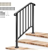 VIVOSUN Outdoor Handrail, 3 Step Stair Handrail, 40" x 36" Fits 1 to 3 Steps, Wrought Mattle Iron...