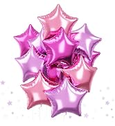 Purple Pink Star Foil Balloons Set, 18 Inch 12 Pcs Lavender Pink Pentagram Aluminum Foil Balloons...