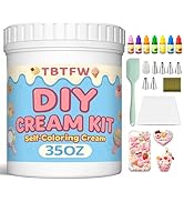35oz White Whipped Cream Glue Kit,Whipped Clay, with 7 Color Pigments, 100 Piping Bags, 6 Nozzles...