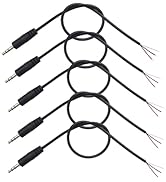 ELNONE 5PCS 0.3M/1FT 3.5mm Male to Bare Wire Open End TRS 3 Pole Stereo Cable for 3.5mm Stereo Ma...