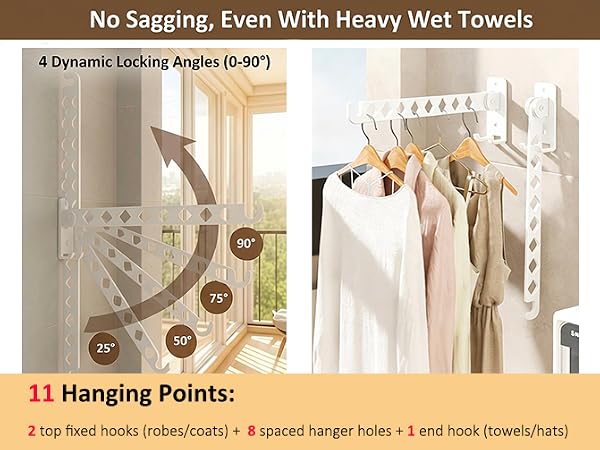 Laundry Drying Rack Wall Mounted Foldable
