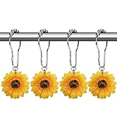 CHICTIE Flowers Shower Curtain Hooks Rings, 12 Pcs Decorative Rustproof Shower Rings for Bathroom...
