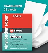 JOYEZA Premium Printable Vinyl Clear Sticker Paper for Inkjet Printer - 25 Sheets Translucent Wat...