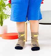 AMENLAN Toddler Non Slip Grips Socks Kids Anti Skid Baby Boys Cotton Crew Socks 12 Pairs