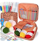 Coopay Crochet Kit Beginners Crochet Hook Set with Crochet Yarn,58PCS Portable Crochet Set Ergono...