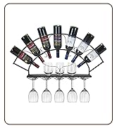 Sorbus Wine Bottle Stemware Glass Rack Wall Mounted - Bordeaux Chateau Style - Holds 7 Bottles o...