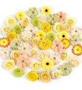 ATTGREAT Fake Flower Heads Small Silk Flower Bulk Mini Artificial Daisy Roses Buds 3D Faux Floral...