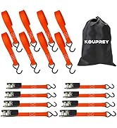 Ratchet Straps, Working Load Limit 300lbs; Breaking Strength 900lbs, 1" X 10', Orange (8, Orange)