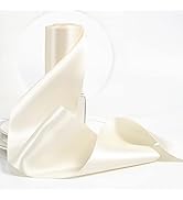 HUIHUANG 4 inch Wide Satin Ribbon Ivory Ribbon Solid Color Double-Faced Satin Ribbon Thick Ribbon...