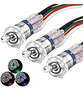 DaierTek Lighted Toggle Switch 12V Waterproof Toggle Switch IP67 12 Volt LED Toggle Switch RGB(RE...