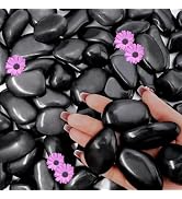 NUPICK 16lb Black River Rocks for Outdoor Landscaping, 1-2 Inch Pebbles for Indoor Plants, Natura...