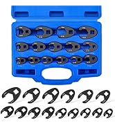 Acymner Crowfoot Flare Nut Wrench Set | 15PCS Metric Crows Foot Wrench Kit for 3/8in and 1/2in Dr...