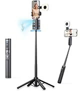 Auto Face Tracking Tripod with Light for Phone, 59" AI Tracking 360° Rotation Stand Follows Your ...