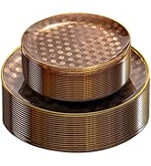Festiva 60PCS Clear Brown Gold Plastic Plates - Heavy Duty Brown Disposable Plates With Gold Rim ...