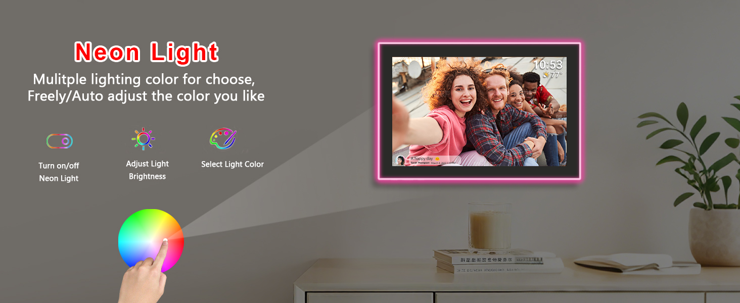 32GB FRAMEO 10.1 Inch WiFi Digital Photo Frame with LED Light