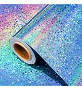 Burymento Blue Wrapping Paper Roll, Metallic Holographic Star Gift Wrap for Birthday, Valentines,...