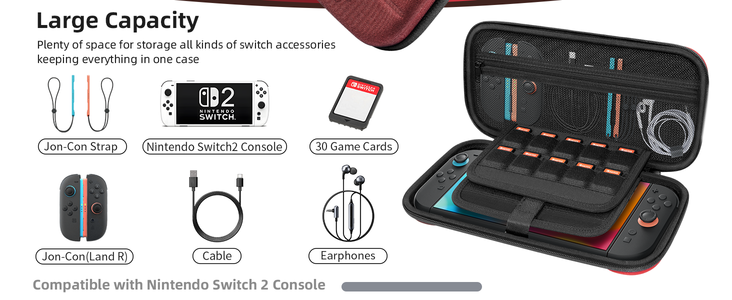 Switch 2 Carry Case Compatible with Nintendo Switch 2 Console,Large Capacity Switch Case