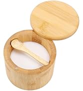 RAETTER.LY Natural bamboo Salt and Pepper Bowl, Bamboo Salt Cellar and Spices Storage Box With Bu...
