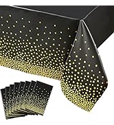 8 Pack Black Plastic Tablecloth – 54 X 108 Plastic Table Cloths for Parties Disposable – Black an...