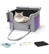 pidipiti Portable Leakproof Tall-Side cat Litter Box,with Zipped lid,Collapsible for car Travel a...