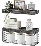 QEEIG Bathroom Shelves Over Toilet Wall Mounted Floating Shelves Farmhouse Shelf Toilet Paper Hol...