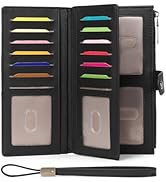 GAEKEAO Wallets for Women Leather RFID Blocking Large Capacity Card Case Ladies Wristlet Clutch W...