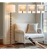 BOBOMOMO 62" Rustic Farmhouse Floor Lamp with Remote & Dimmable 9W Bulb, 3 Color Temperatures Tal...
