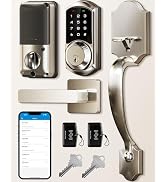 Veise VE06-H Smart Front Door Lock Set, App Control, Keyless Entry Deadbolt with Lever Handle, El...