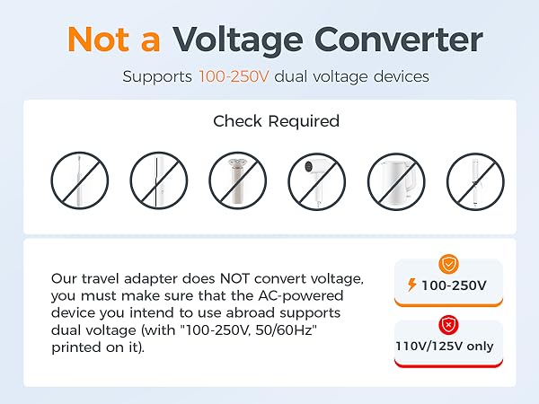The universal charger is not a voltage converter