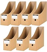 HAKACC 7 PCS Kraft Magazine File Holder, Desk Storage Organizer Magazine Storage with Blank Label...