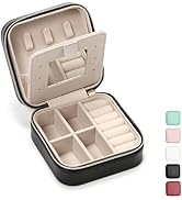 TRODANCE Jewelry Travel Case with Mirror,Small Travel Jewelry Organizer, Portable Jewelry Box Tra...