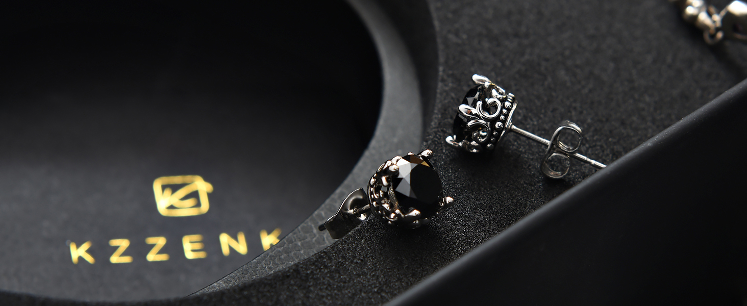 black stud earrings
