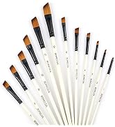 GETHPEN Angular Paint Brushes Nylon Hair Angled Watercolor Pait Brush Set for Acrylics Watercolor...