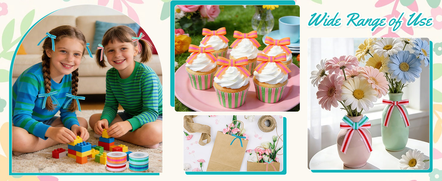 0.6 Inch Summer Colorful Fabric Wrapping Ribbon