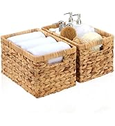 Edergoo Wicker Storage Basket 2 Pack, Water Hyacinth Storage Baskets with Built-in Handles, Large...