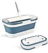 Collapsible Mop Bucket with Handle - 12L/3.17 Gallon Small Foldable Bucket with Wheels for House ...