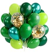 PartyWoo Green Balloons 66pcs 12 Inch Light Lime Dark Emerald Hunter Forest Metallic Green Gold C...