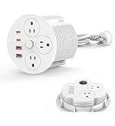 Desktop Power Grommet with 100W USB C, Double-Side Recessed Charging Station Plug in 5AC Outlets ...
