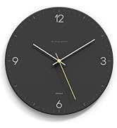 mooas Flatwood Wall Clock,12" Non-Ticking Sweep Movement Decorative Battery Operated Wall Clock f...