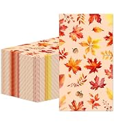 100Pcs Fall Guest Napkins Maple Leaves Paper Napkins Disposable Guest Hand Towels for Bathroom Ki...