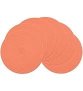 SHACOS Round Braided Placemats Set of 6 Washable Cotton Polyester Round Placemats for Kitchen Tab...